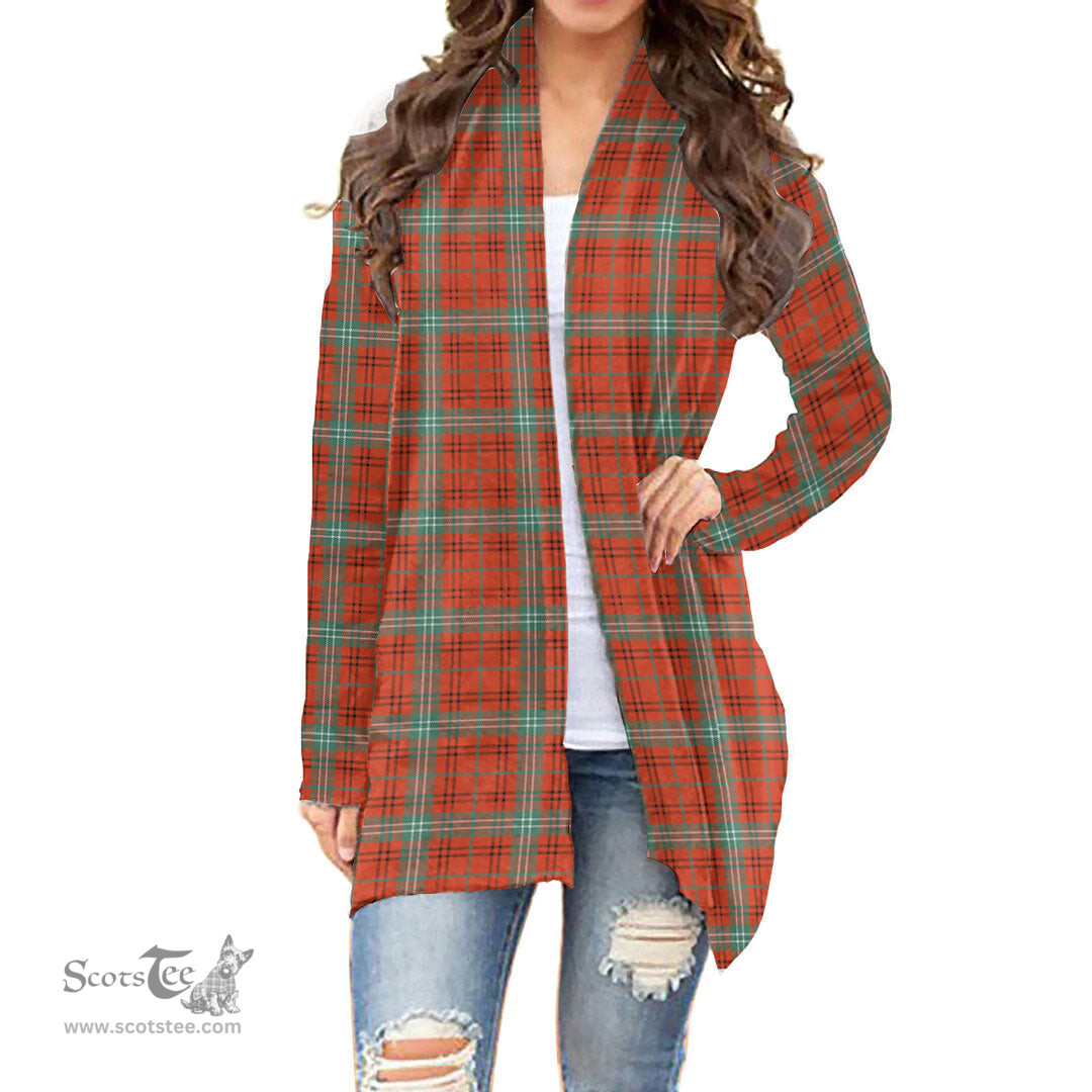 Scottish Morrison Red Ancient Clan Tartan Womens Cardigan Long Sleeve