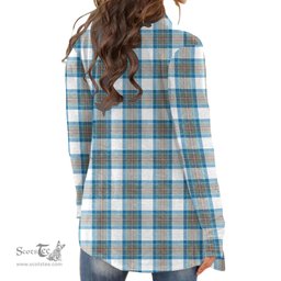 Scottish Stewart Muted Blue Clan Tartan Womens Cardigan Long Sleeve