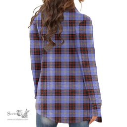 Scottish Rutherford Clan Tartan Crest Womens Cardigan Long Sleeve