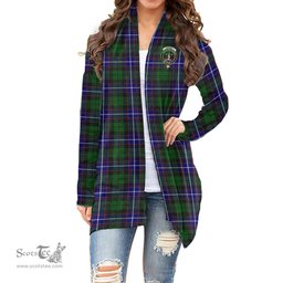 Scottish Russell Modern Clan Tartan Crest Womens Cardigan Long Sleeve