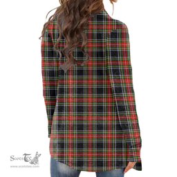 Scottish Stewart Black Clan Tartan Crest Womens Cardigan Long Sleeve