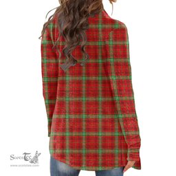 Scottish Morrison Red Modern Clan Tartan Crest Womens Cardigan Long Sleeve