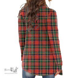 Scottish Stewart Royal Modern Clan Tartan Crest Womens Cardigan Long Sleeve
