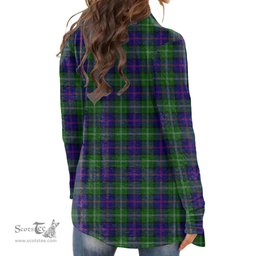 Scottish MacThomas Modern Clan Tartan Crest Womens Cardigan Long Sleeve