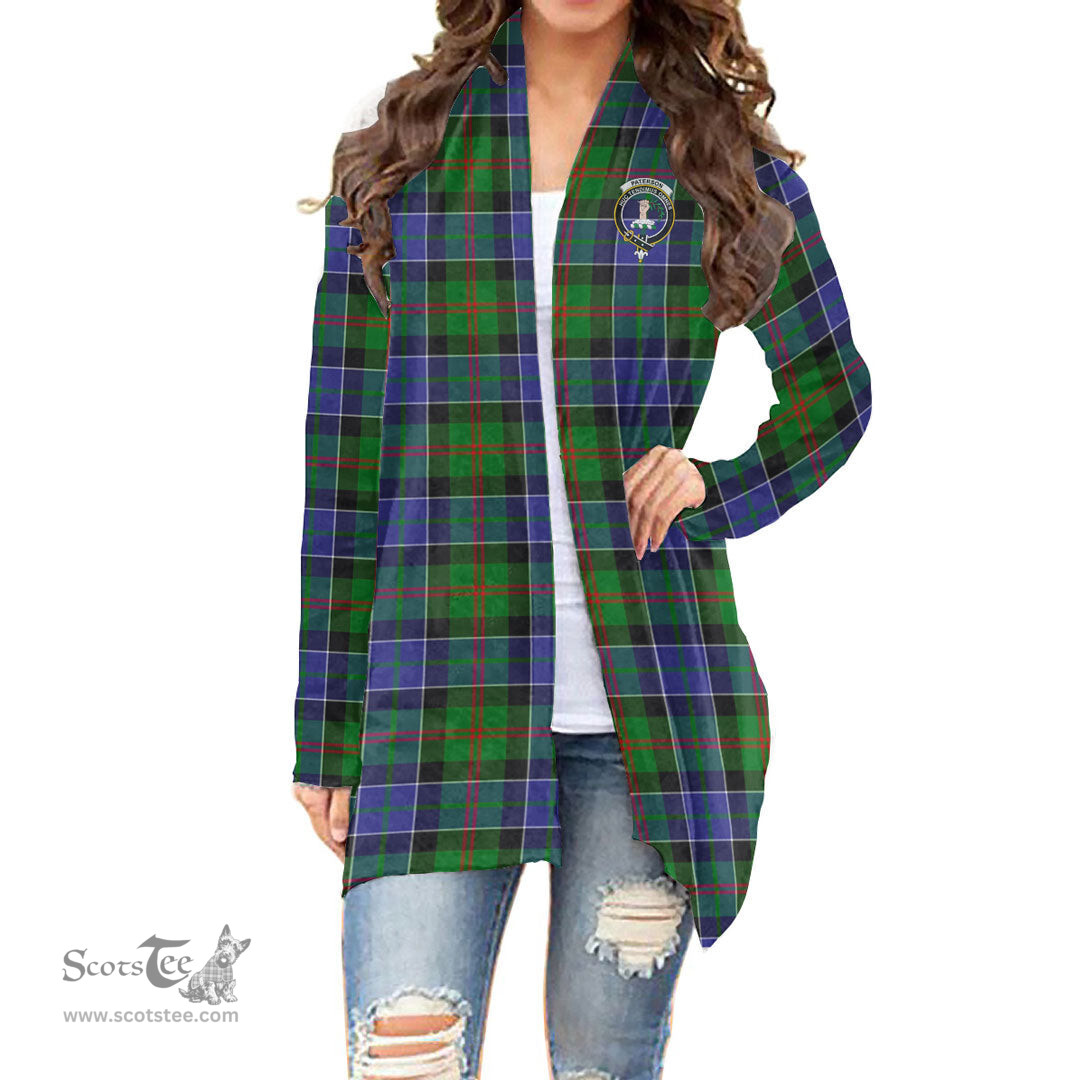 Scottish Paterson Clan Tartan Crest Womens Cardigan Long Sleeve