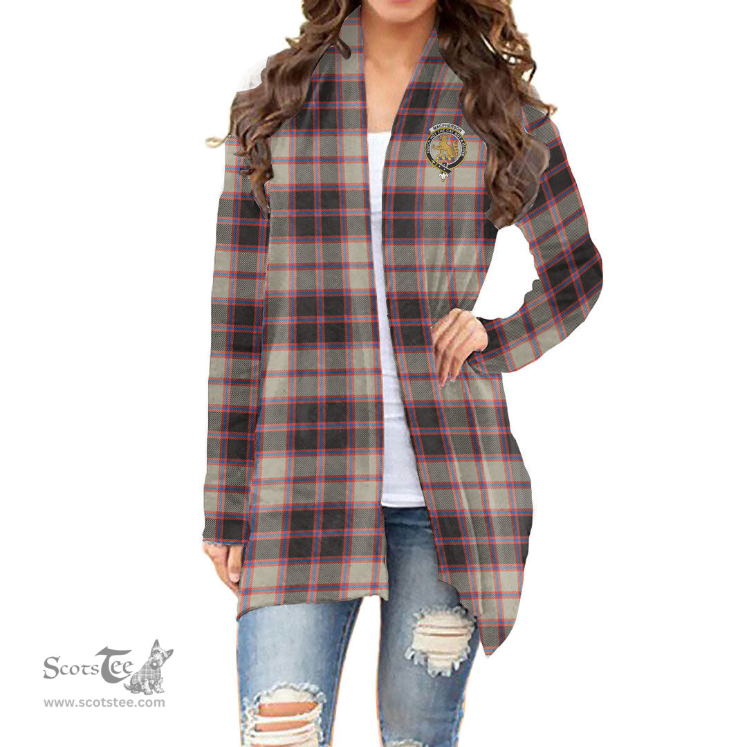 Scottish MacPherson Hunting Ancient Clan Tartan Crest Womens Cardigan Long Sleeve