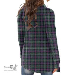 Scottish Rose Hunting Modern Clan Tartan Crest Womens Cardigan Long Sleeve