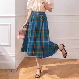 Scottish Bain Clan Crest Tartan Womens Long Section Chiffon Skirt Tartan Skirt
