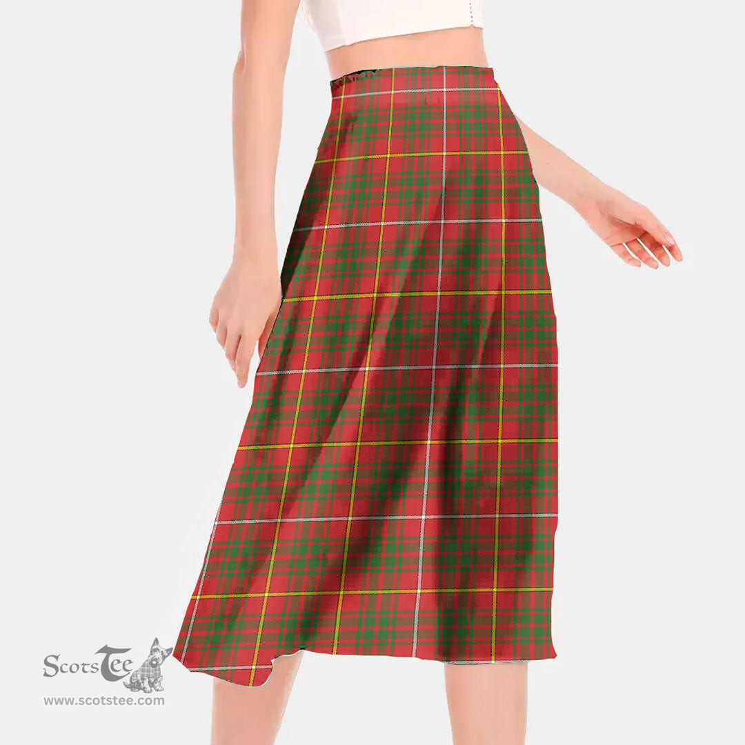 Scottish Bruce Modern Clan Tartan Womens Long Section Chiffon Skirt Tartan Skirt