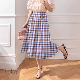 Scottish Boswell Modern Clan Crest Tartan Womens Long Section Chiffon Skirt Tartan Skirt
