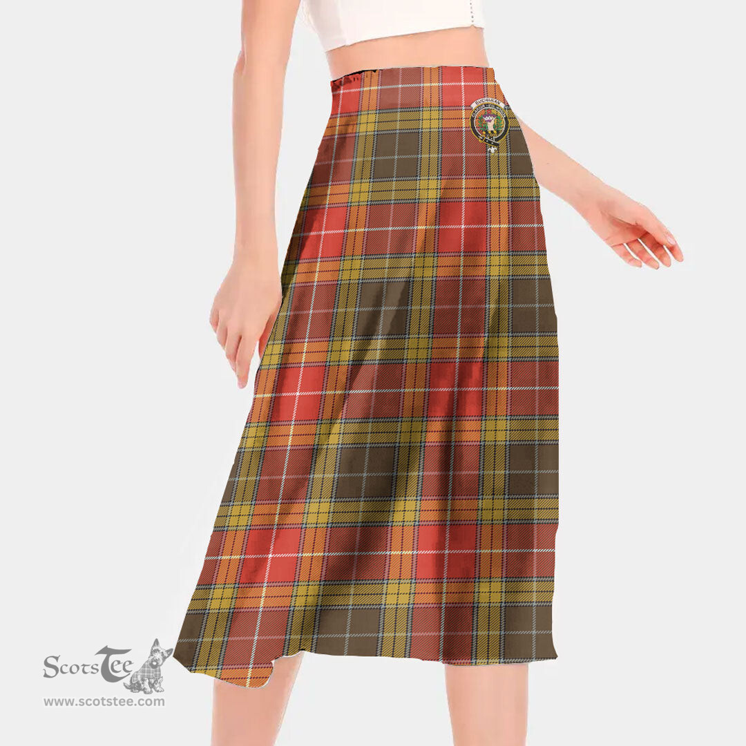 Scottish Buchanan Old Set Weathered Clan Crest Tartan Womens Long Section Chiffon Skirt Tartan Skirt