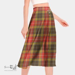 Scottish Buchanan Old Set Weathered Clan Crest Tartan Womens Long Section Chiffon Skirt Tartan Skirt