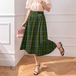 Scottish Bisset Clan Crest Tartan Womens Long Section Chiffon Skirt Tartan Skirt