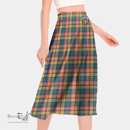Scottish Buchanan Ancient Clan Crest Tartan Womens Long Section Chiffon Skirt Tartan Skirt