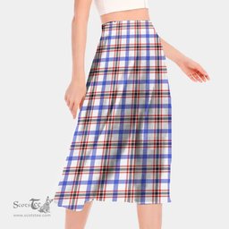 Scottish Boswell Modern Clan Tartan Womens Long Section Chiffon Skirt Tartan Skirt