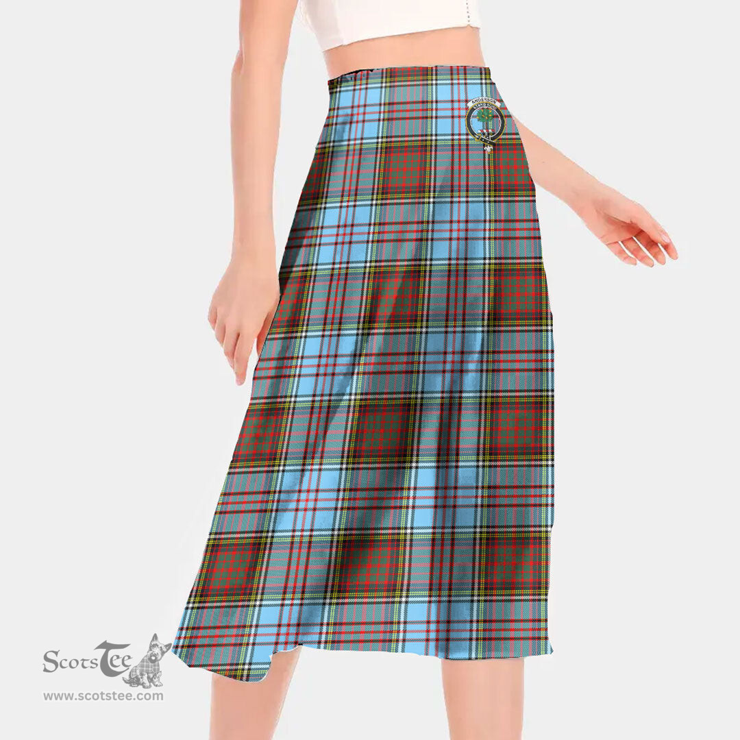 Scottish Anderson Ancient Clan Crest Tartan Womens Long Section Chiffon Skirt Tartan Skirt