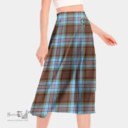Scottish Anderson Ancient Clan Crest Tartan Womens Long Section Chiffon Skirt Tartan Skirt