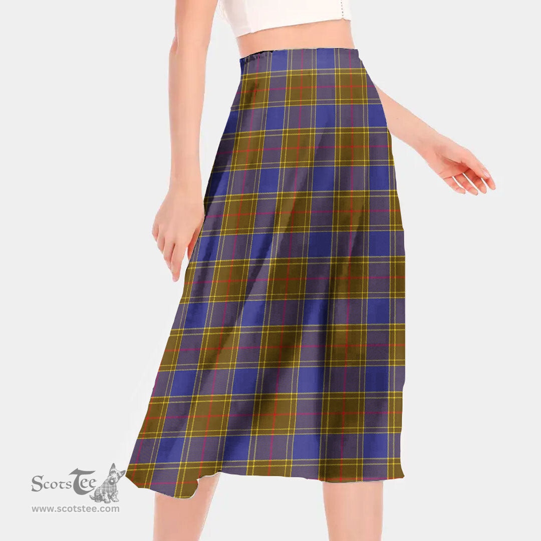 Scottish Balfour Modern Clan Tartan Womens Long Section Chiffon Skirt Tartan Skirt
