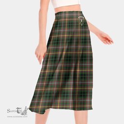 Scottish Buchanan Hunting Clan Crest Tartan Womens Long Section Chiffon Skirt Tartan Skirt