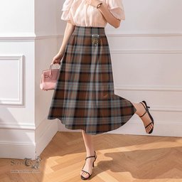 Scottish Cameron of Erracht Weathered Clan Crest Tartan Womens Long Section Chiffon Skirt Tartan Skirt