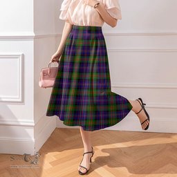 Scottish Cameron of Erracht Modern Clan Tartan Womens Long Section Chiffon Skirt Tartan Skirt