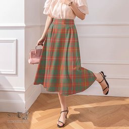 Scottish Bruce Ancient Clan Tartan Womens Long Section Chiffon Skirt Tartan Skirt