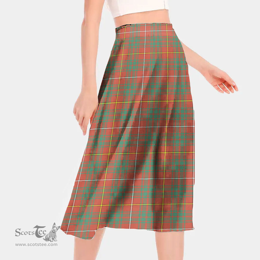 Scottish Bruce Ancient Clan Tartan Womens Long Section Chiffon Skirt Tartan Skirt