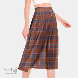 Scottish Cameron of Lochiel Ancient Clan Crest Tartan Womens Long Section Chiffon Skirt Tartan Skirt