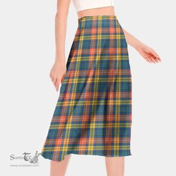 Scottish Buchanan Ancient Clan Tartan Womens Long Section Chiffon Skirt Tartan Skirt