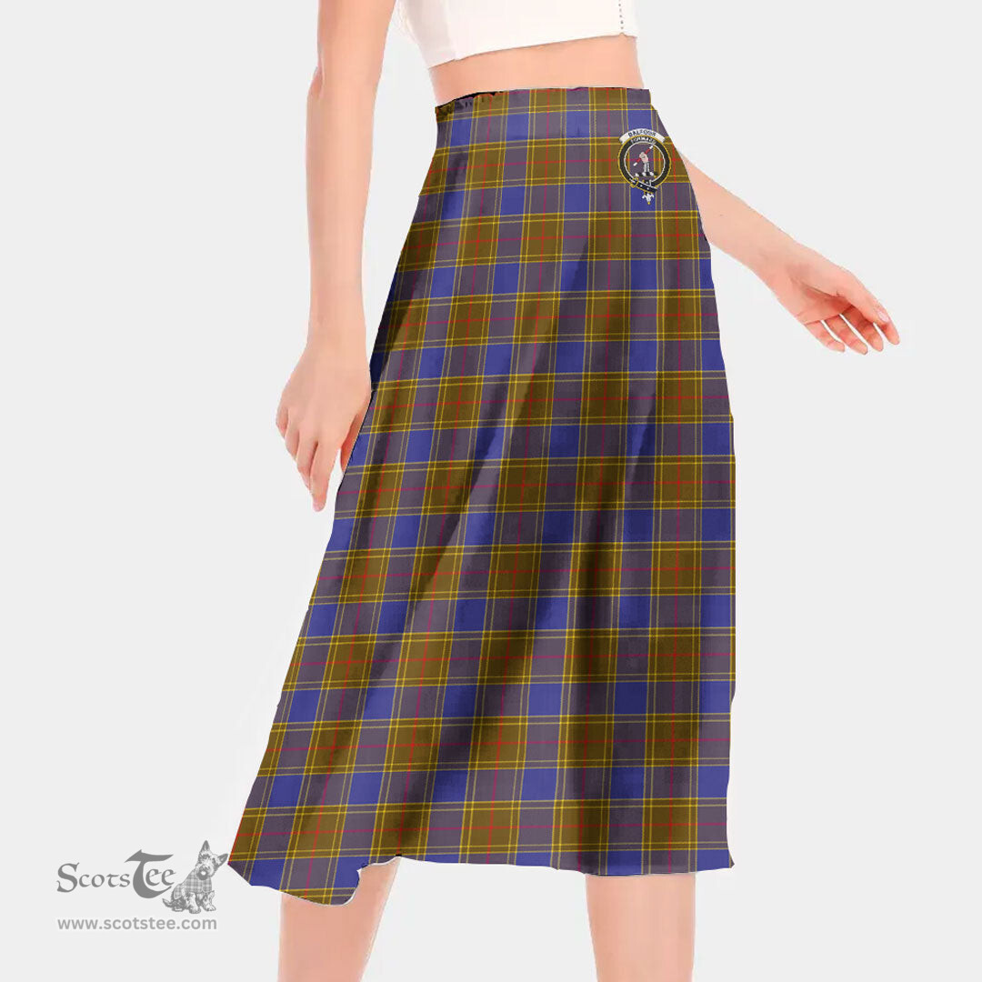 Scottish Balfour Modern Clan Crest Tartan Womens Long Section Chiffon Skirt Tartan Skirt