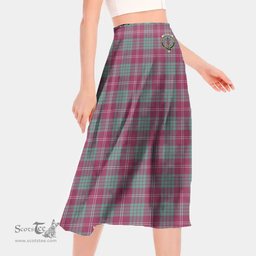 Scottish Crawford Ancient Clan Crest Tartan Womens Long Section Chiffon Skirt Tartan Skirt