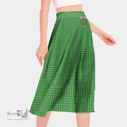 Scottish Currie Clan Crest Tartan Womens Long Section Chiffon Skirt Tartan Skirt