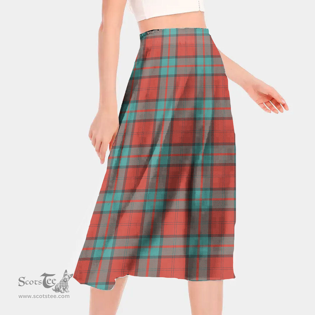 Scottish Dunbar Ancient Clan Tartan Womens Long Section Chiffon Skirt Tartan Skirt