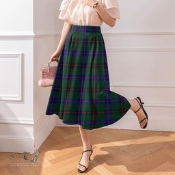 Scottish Davidson Modern Clan Tartan Womens Long Section Chiffon Skirt Tartan Skirt
