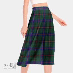 Scottish Davidson Modern Clan Tartan Womens Long Section Chiffon Skirt Tartan Skirt
