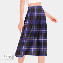 Scottish Dunlop Modern Clan Tartan Womens Long Section Chiffon Skirt Tartan Skirt