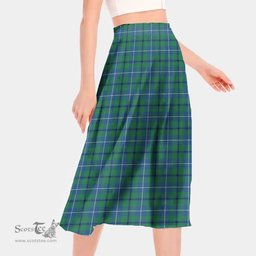 Scottish Douglas Ancient Clan Tartan Womens Long Section Chiffon Skirt Tartan Skirt