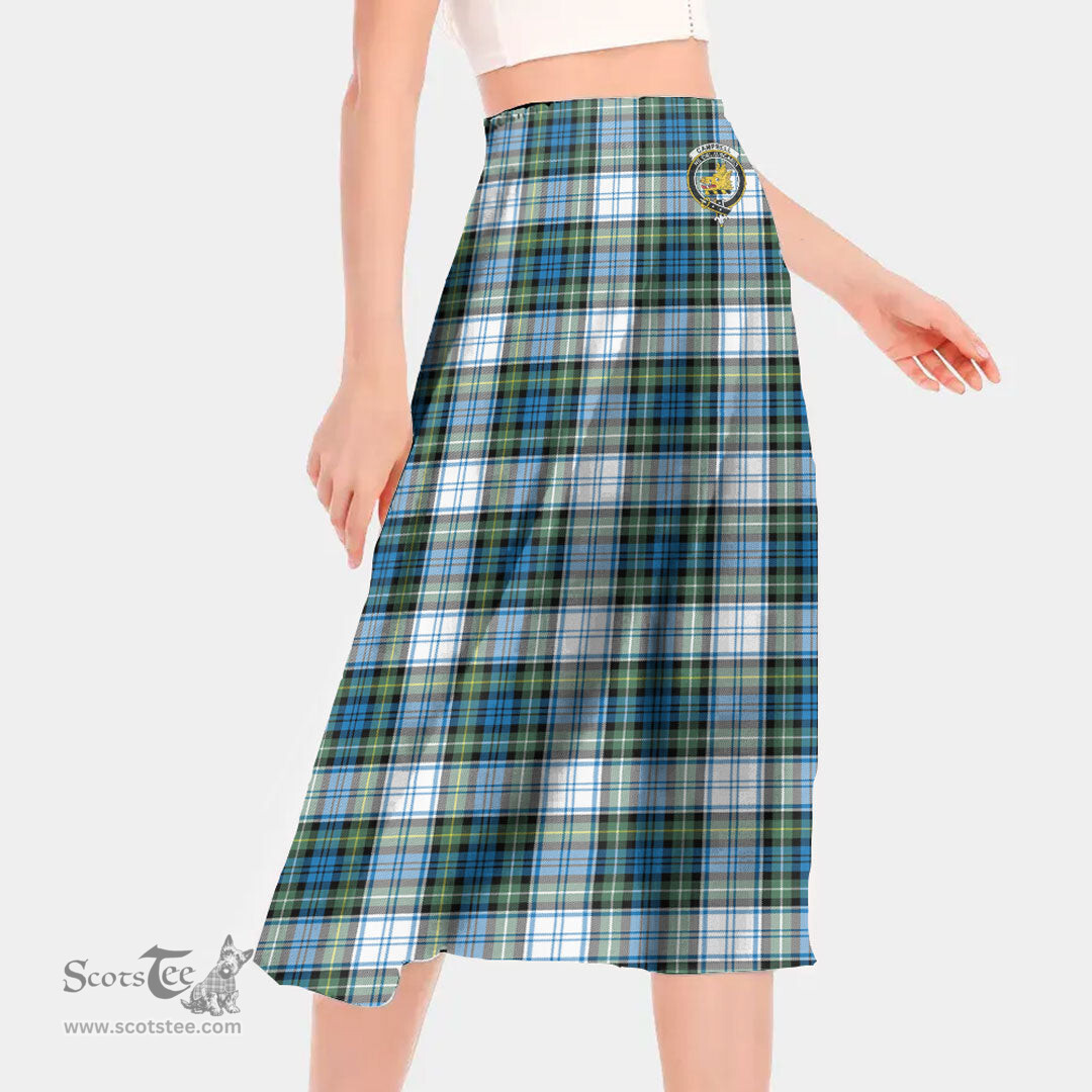 Scottish Campbell Dress Ancient Clan Crest Tartan Womens Long Section Chiffon Skirt Tartan Skirt