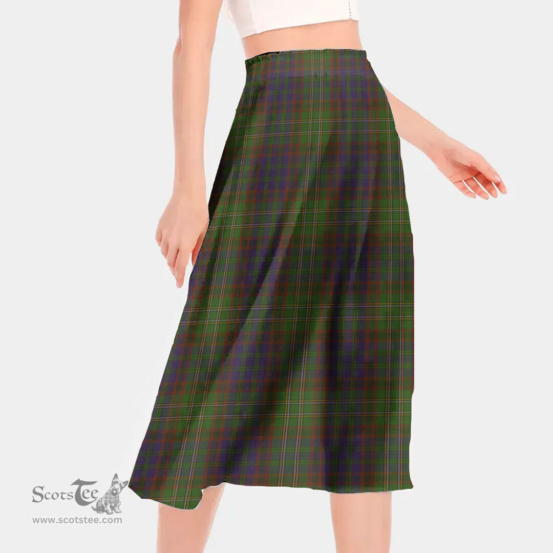 Scottish Cunningham Hunting Modern Clan Tartan Womens Long Section Chiffon Skirt Tartan Skirt