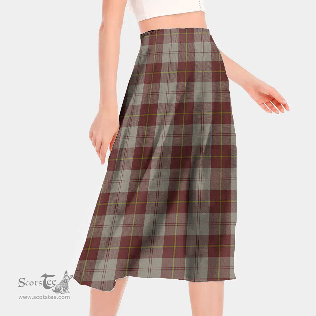 Scottish Cunningham Burgundy Dancers Clan Tartan Womens Long Section Chiffon Skirt Tartan Skirt
