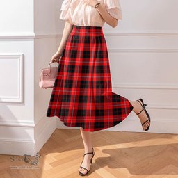 Scottish Cunningham Modern Clan Tartan Womens Long Section Chiffon Skirt Tartan Skirt