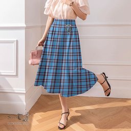 Scottish Elliot Ancient Clan Crest Tartan Womens Long Section Chiffon Skirt Tartan Skirt
