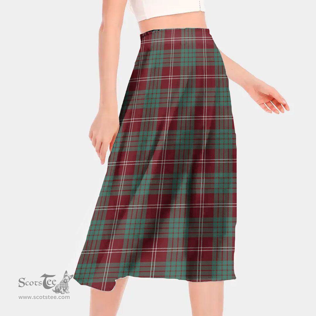 Scottish Crawford Modern Clan Tartan Womens Long Section Chiffon Skirt Tartan Skirt