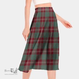 Scottish Crawford Modern Clan Tartan Womens Long Section Chiffon Skirt Tartan Skirt