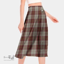 Scottish Cunningham Burgundy Dancers Clan Crest Tartan Womens Long Section Chiffon Skirt Tartan Skirt