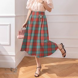 Scottish Dunbar Ancient Clan Crest Tartan Womens Long Section Chiffon Skirt Tartan Skirt