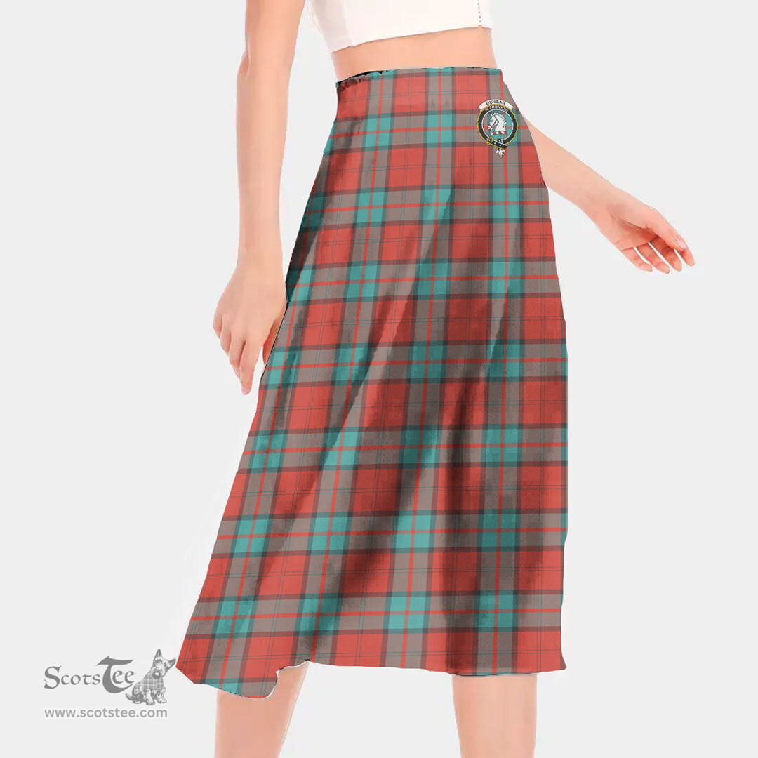 Scottish Dunbar Ancient Clan Crest Tartan Womens Long Section Chiffon Skirt Tartan Skirt