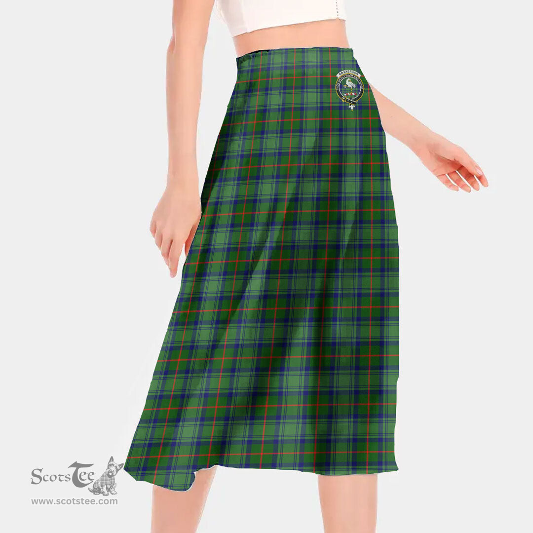 Scottish Cranstoun Clan Crest Tartan Womens Long Section Chiffon Skirt Tartan Skirt