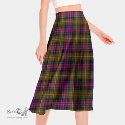 Scottish Carnegie Modern Clan Tartan Womens Long Section Chiffon Skirt Tartan Skirt