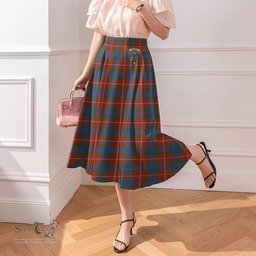 Scottish Fraser Ancient Clan Crest Tartan Womens Long Section Chiffon Skirt Tartan Skirt